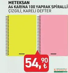 METEKSAN A4 KARİNA 100 YAPRAK SPİRALLİ ÇİZGİLİ/KARELİ DEFTER indirimli fiyat METEKSAN A4 KARİNA 100 YAPRAK SPİRALLİ ÇİZGİLİ/KARELİ DEFTER fiyat ve kampanya bilgisi